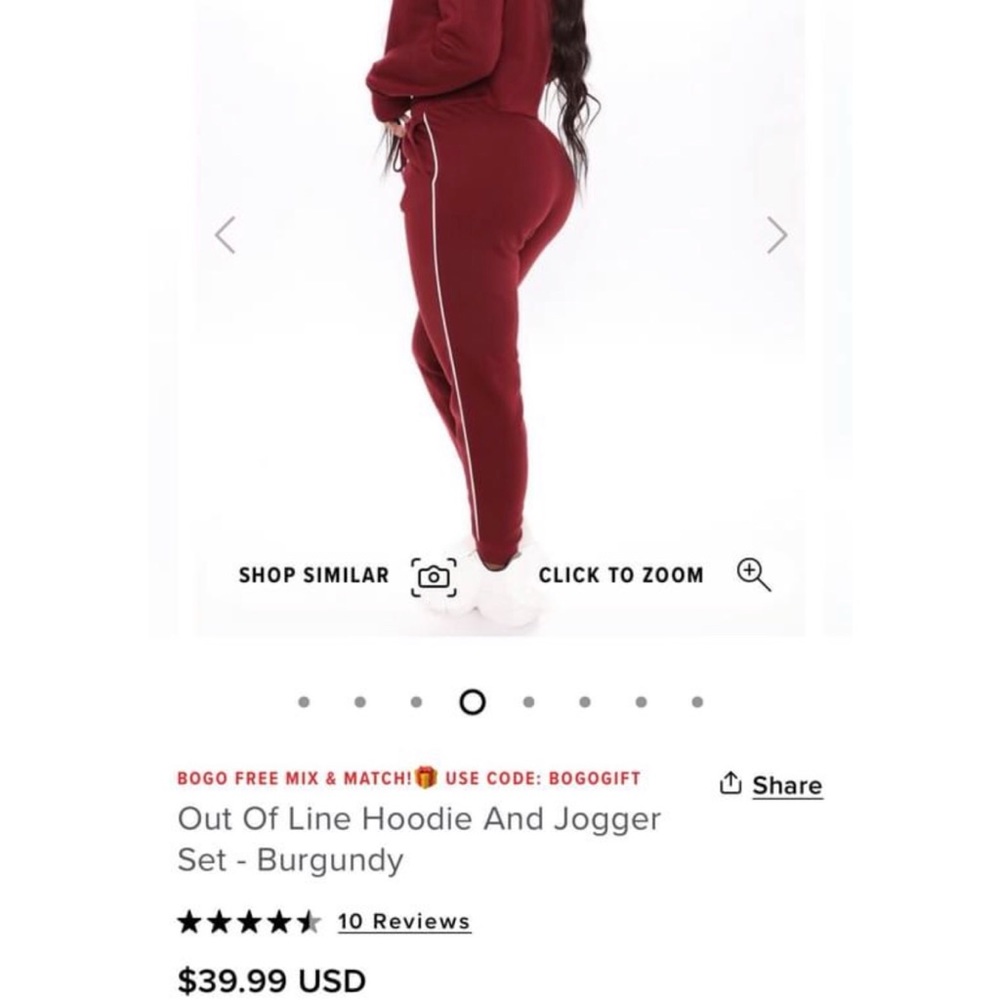 FashionNova Burgundy Jogger Set